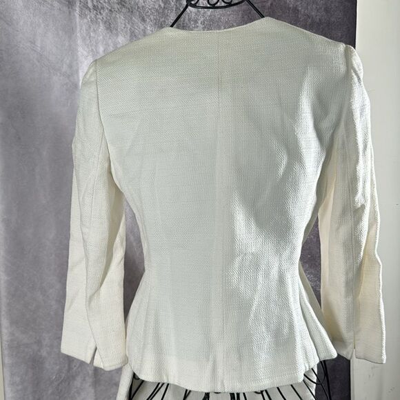 Kasper White suit vintage button top & skirt lined pearl buttons Small Retro Y2K - Picture 6 of 16